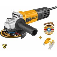 Smerigliatrice angolare 115 mm 750W. INGCO serie industrial + 50 dischi + guanti