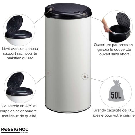 Accueil / Poubelle espace commun HANDTOUCH Poubelle à ouverture par pression 45L Gris Manganèse