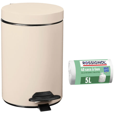 Poubelle de salle de bain à pédale 3L et 40 sacs poubelle 5L - CYJEU ROSSIGNOL (1/5)