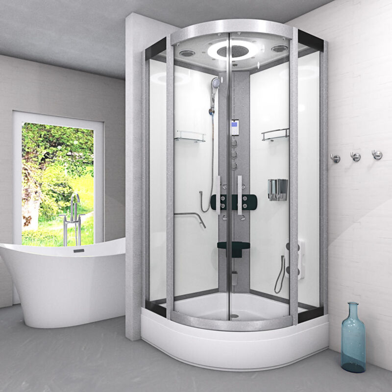 Sogood Eck-Duschkabine Ravenna36k – 100x100x195cm Mit ESG-Sicherheitsglas & 4cm Flacher Duschtasse