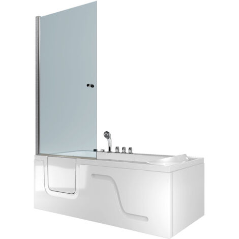 Seniorendusche Kombi Duschkabine Whirlpool Seniorenwanne mit Tür S17D-TH-WP-R-EC 75x150 cm
