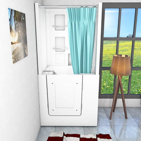 Seniorendusche und Sitzwanne Kombination Wanne mit Tür S02D-TH-A-R 78x100x205cm (1/5)