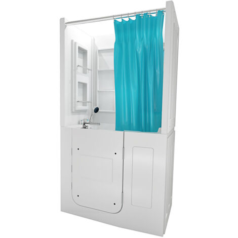 Seniorendusche und Sitzwanne Kombination Wanne mit Tür S08D-B-R 110x68x205cm (1/5)