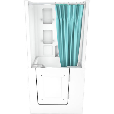 Seniorendusche und Sitzwanne Kombination Wanne mit Tür S02D-TH-B-R 100x78x205cm (1/5)