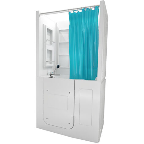 Seniorendusche und Sitzwanne Kombination Wanne mit Tür S08D-A-R 68x110x205cm (1/5)