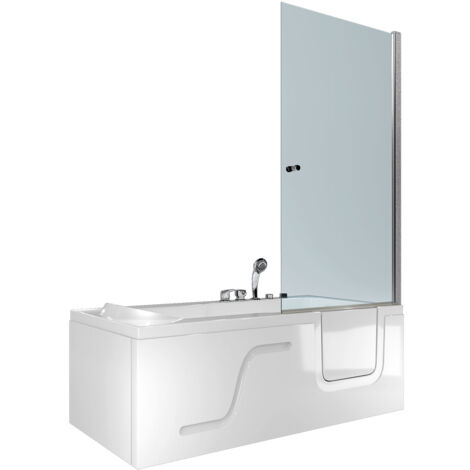 Seniorendusche Kombi Duschkabine Whirlpool Seniorenwanne mit Tür S17D-EH-WP-L-EC 150x75x194 cm