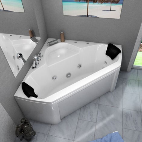 Whirlpool Pool Badewanne Eckwanne Wanne W02 135x135cm mit Farblichtherapie