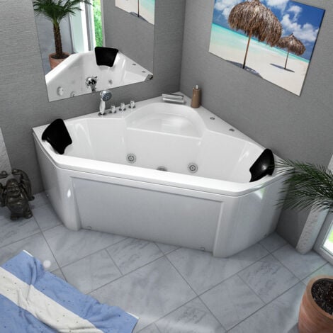 Whirlpool Pool Badewanne Eckwanne Wanne W02 135x135cm mit Farblichtherapie