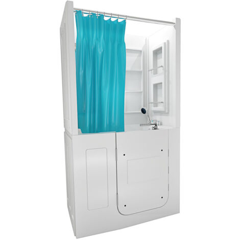 Seniorendusche und Sitzwanne Kombination Wanne mit Tür S08D-C-L 110x68x205cm