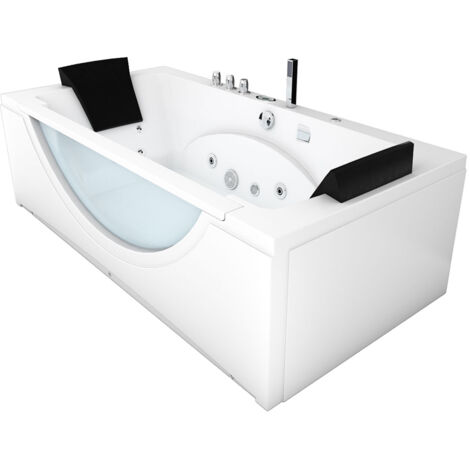 Whirlpool Pool Badewanne Eckwanne Wanne W81R-A-SC 90x180cm mit Radio+Farblicht, aktive Schlauch-Reinigung