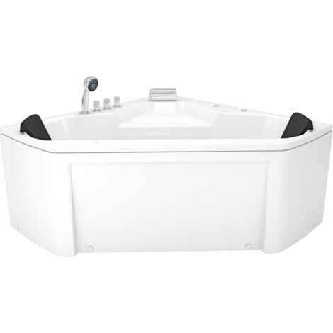 Whirlpool Pool Badewanne Eckwanne Wanne W02-TH-SC 135x135cm mit Farblicht, aktive Schlauch-Reinigung
