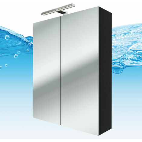 Esche Badezimmer Beleuchtung Badspiegel LED schwarz Spiegelschrank ohne Spiegel City 60cm