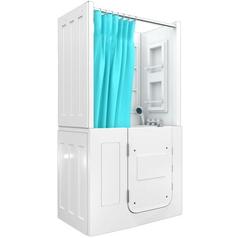 Seniorendusche und Sitzwanne Kombination Wanne mit Tür S08D-TH-C-L 110x68x205cm (1/5)