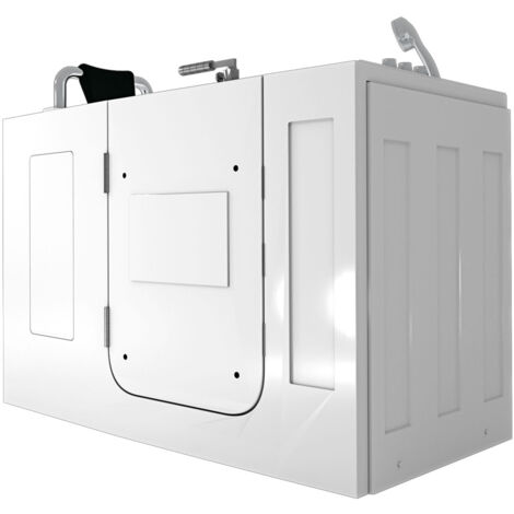 Sitzwanne Whirlpool Badewanne mit Tür S07WP-TH-A-L 140x76cm