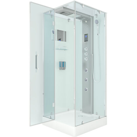 Dampfdusche Duschtempel Sauna Dusche Duschkabine D38-00L3-EC 80x80 cm mit 2K Scheiben Versiegelung (1/5)