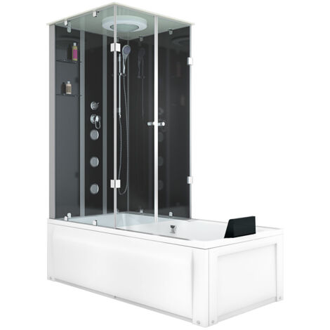 Whirlpool Wanne Duschtempel Dusche Duschkabine K05-R30-WP-EC 90x180 cm mit 2K Scheiben Versiegelung