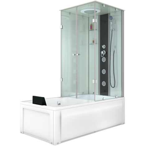Whirlpool Wanne Duschtempel Dusche Duschkabine K05-L00-EC 180x90 cm mit 2K Scheiben Versiegelung