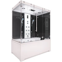 Kombination Badewanne Dusche K80-SW-EH-C-SC-EA Duschtempel 180x100 cm aktive Schlauch-Reinigung