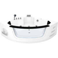 Whirlpool Pool Badewanne Eckwanne Wanne W05-TH-SC 140x140cm mit Farblicht, aktive Schlauch-Reinigung