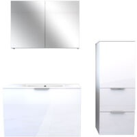 AcquaVapore Badmöbel Set Gently 1 V2 R Weiß MDF Waschtisch 80cm mit 5W LED-Strahler