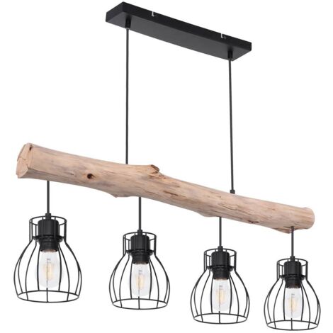 Globo - lámpara colgante - Mina - natural negro - madera metal -