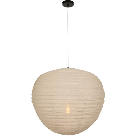 Sienna Bangalore Plafón Colgante Esférico Madera Blanco, Tela Lino, Metal (1/5)