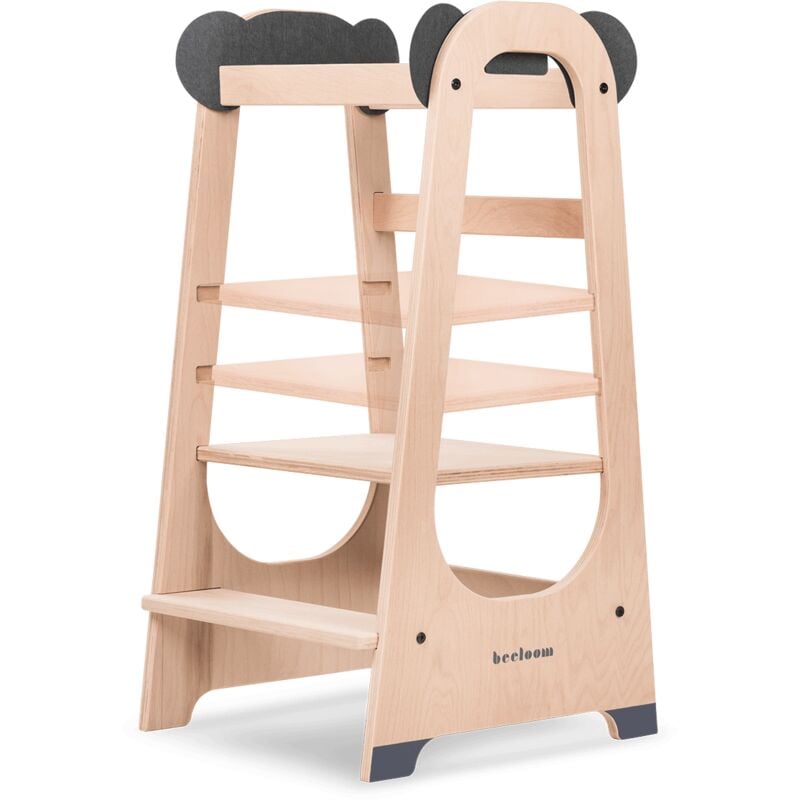 Holz 91x50x7cm 18 Design Höhe Montessori-Lernturm mit exklusives verstellbarer Alter empfohlenes aus für Kinder Monate