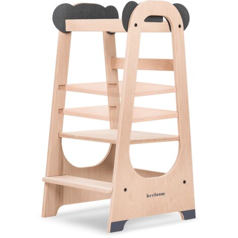 Montessori-Lernturm aus Holz für Kinder mit verstellbarer Höhe exklusives  Design empfohlenes Alter 18 Monate 91x50x7cm