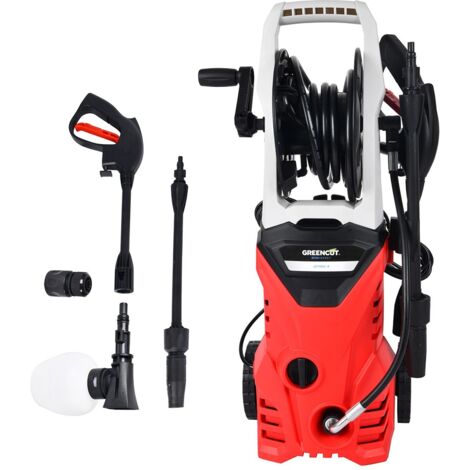 Elektrischer Hochdruckreiniger, Leistung 1400W, Druck 105bar, Durchfluss 7l/min, Lanze, verstellbare Düse, Seifenflasche, HPC-Anschluss, Einlassadapter und Reinigungsnadel - Greencut JET140C-4