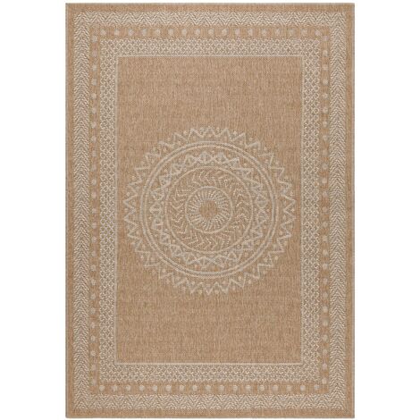 Tapis de salon Naturel aspect jute motifs géométrique Beige et Crème 240x340cm (1/5)
