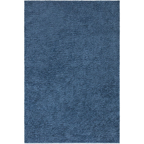 Tapis à Poils Longs doux SOFTY, Tapis de Salon, Chambre, Couloir (Bleu marine - 200x200cm) (1/5)