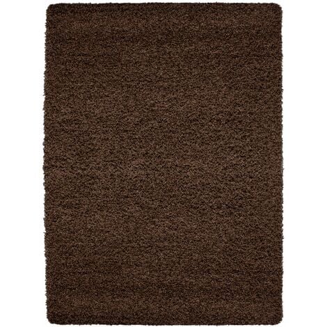 Tapis Shaggy Uni Poils Longs Tapis Salon Chambre Couloir (Marron - 80x150cm)