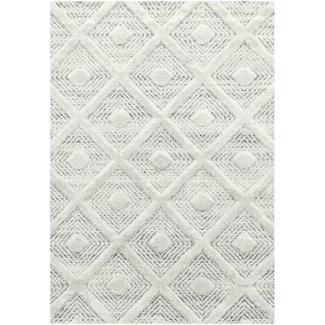Tapis en relief berbère crème 160x230cm – Effet laineux – 100% polypropylène – Hauteur de poils 20mm et 10mm – Densité 2150g/m² – Pisa