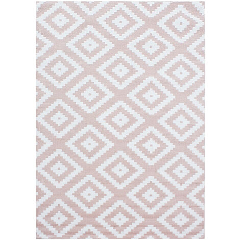 SCANDINAVE Tapis Nordic à Losanges (Rose - 120x170cm)