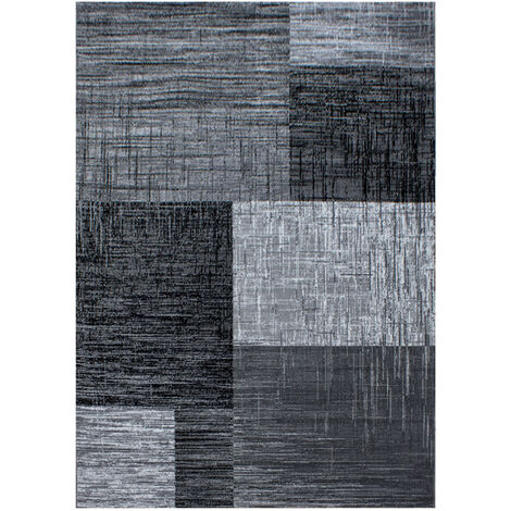 GEO - Tapis Géométrique à carreaux - Anthracite et Gris (80x150cm) (1/5)