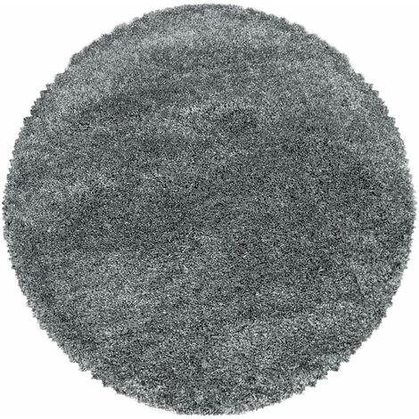 Tapis Rond Shaggy Poils Longs Fibre Doux MOELLEUX (Gris - 160x160cm) (1/5)