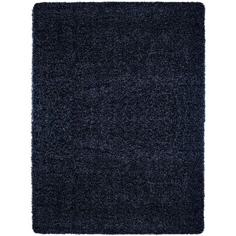 Tapis Shaggy Uni Poils Longs Tapis Salon Chambre Couloir (Bleu - 100x200cm) (1/5)