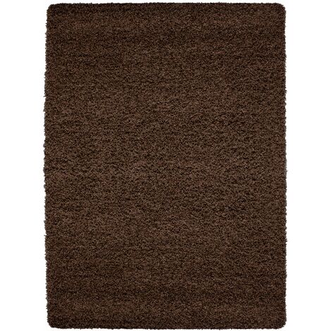 Tapis Shaggy Uni Poils Longs Tapis Salon Chambre Couloir (Marron - 140x200cm) (1/5)