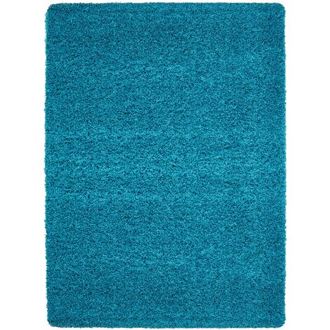 Tapis Shaggy Uni Poils Longs Tapis Salon Chambre Couloir (Turquoise - 200x290cm) (1/5)