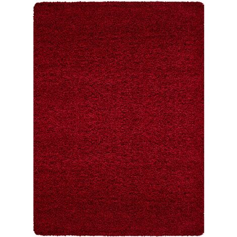 Tapis Shaggy Uni Poils Longs Tapis Salon Chambre Couloir (Rouge - 60x110cm)