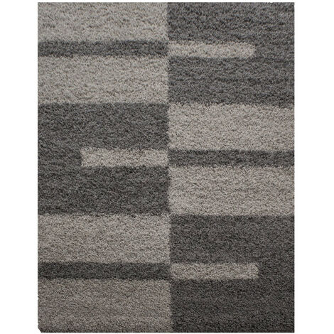 Tapis Salon Chambre Shaggy Motifs Géométrique - ROMA (Marron - 280x370cm) (1/5)