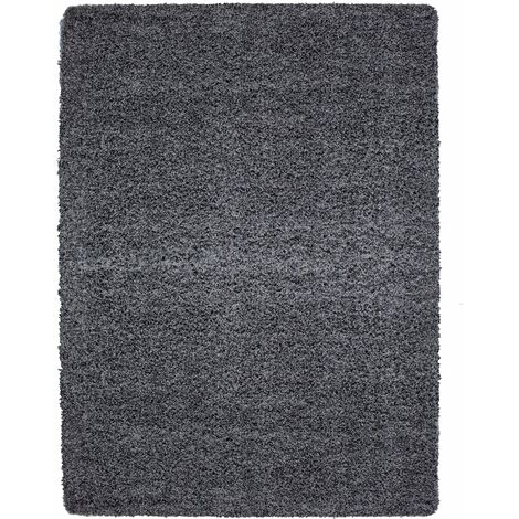 Tapis Shaggy Uni Poils Longs Tapis Salon Chambre Couloir (Anthracite - 300x400cm)