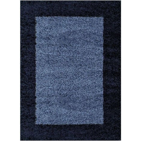 Tapis Shaggy Poils Longs Bicolore (Bleu - 160x230cm)
