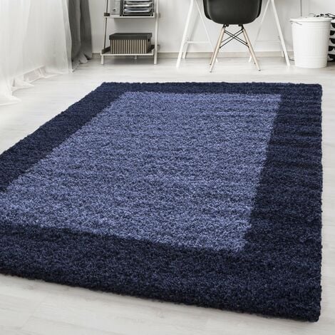 Tapis Shaggy Poils Longs Bicolore (Bleu - 160x230cm)