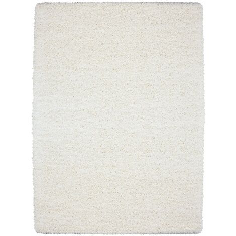 Tapis Shaggy Uni Poils Longs Tapis Salon Chambre Couloir (Blanc - 80x250cm)