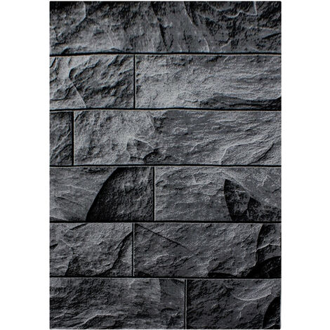 Tapis effet béton noir 160x230cm – 100% polypropylène – Hauteur 9mm – Densité 1900 gr/m² – Eco-responsable et durable (1/4)