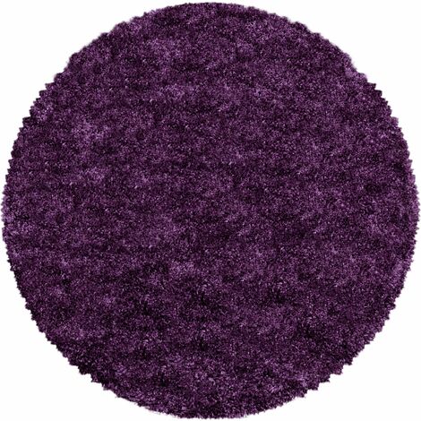 Tapis Rond Shaggy Poils Longs Fibre Doux MOELLEUX (Violet - 120x120cm) (1/5)