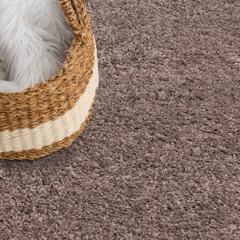 Tapis Rond à Poils Longs doux SOFTY, Tapis de Salon, Chambre, Couloir (Marron Mocca - 160x160cm)