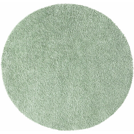 Tapis Rond à Poils Longs doux SOFTY, Tapis de Salon, Chambre, Couloir (Vert Amande - 120x120cm)