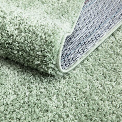 Tapis Rond à Poils Longs doux SOFTY, Tapis de Salon, Chambre, Couloir (Vert Amande - 120x120cm)